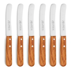 Set 6tlg. Frühstücksmesser Olivenholzgriff Mit Welle